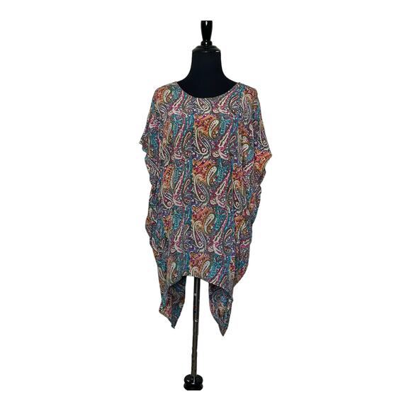 Tolani colorful paisley print short sleeves tunic top size M - Picture 10 of 15